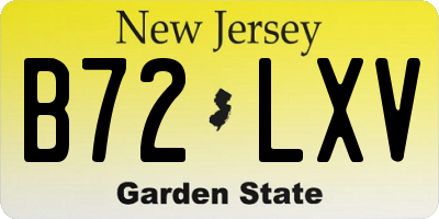 NJ license plate B72LXV