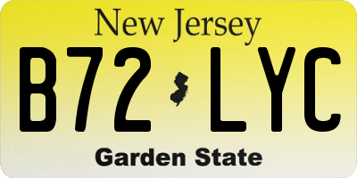 NJ license plate B72LYC