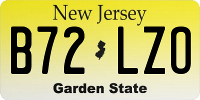 NJ license plate B72LZO