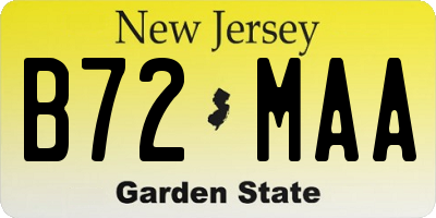 NJ license plate B72MAA