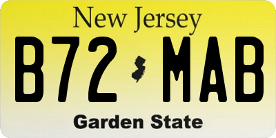 NJ license plate B72MAB