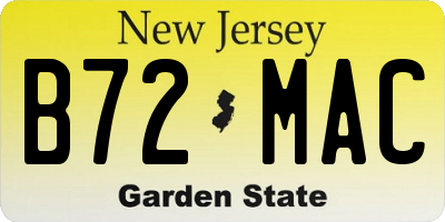 NJ license plate B72MAC