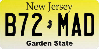 NJ license plate B72MAD