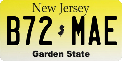 NJ license plate B72MAE