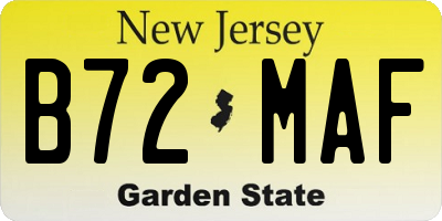 NJ license plate B72MAF