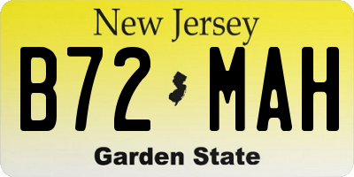 NJ license plate B72MAH