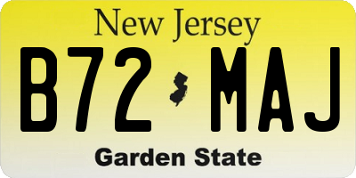 NJ license plate B72MAJ