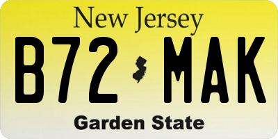 NJ license plate B72MAK