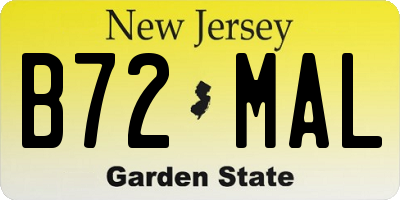 NJ license plate B72MAL