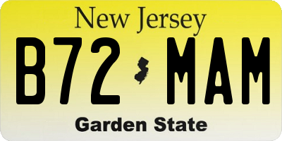 NJ license plate B72MAM