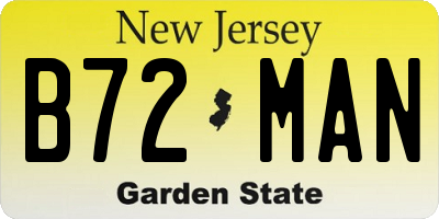 NJ license plate B72MAN
