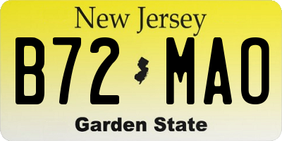 NJ license plate B72MAO