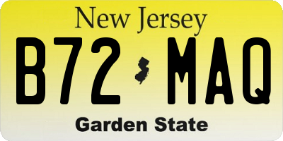 NJ license plate B72MAQ