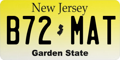 NJ license plate B72MAT