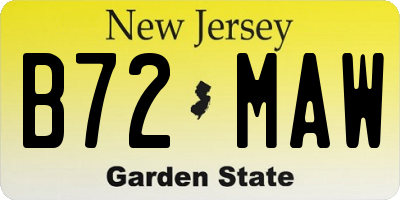 NJ license plate B72MAW