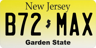 NJ license plate B72MAX