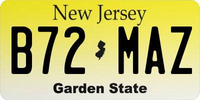 NJ license plate B72MAZ