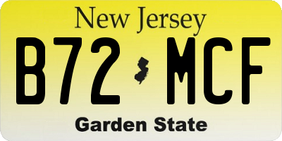NJ license plate B72MCF
