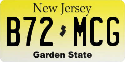 NJ license plate B72MCG