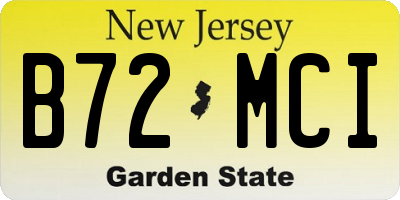 NJ license plate B72MCI