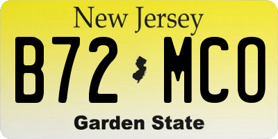 NJ license plate B72MCO