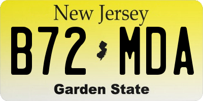 NJ license plate B72MDA