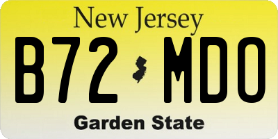 NJ license plate B72MDO