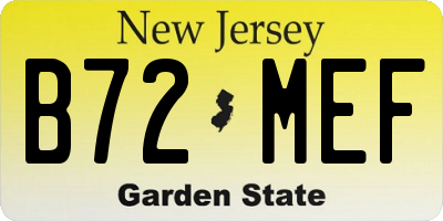 NJ license plate B72MEF