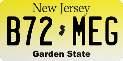 NJ license plate B72MEG
