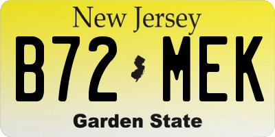 NJ license plate B72MEK