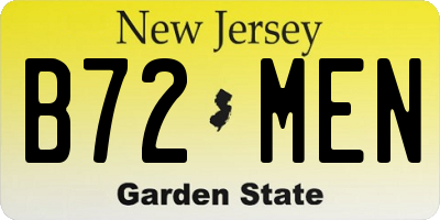 NJ license plate B72MEN