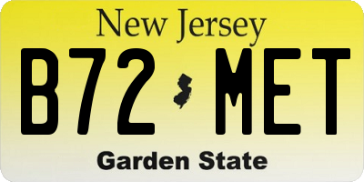 NJ license plate B72MET