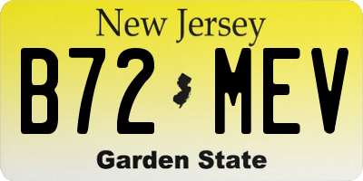 NJ license plate B72MEV