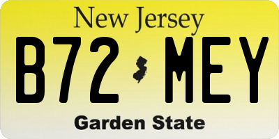 NJ license plate B72MEY