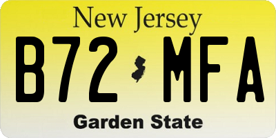 NJ license plate B72MFA