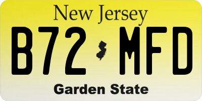 NJ license plate B72MFD