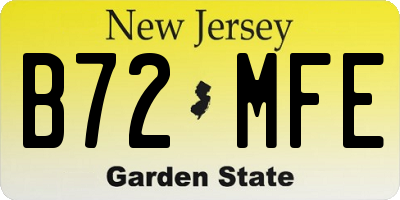 NJ license plate B72MFE