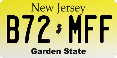 NJ license plate B72MFF