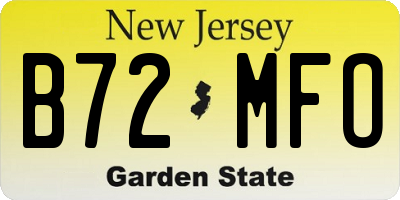 NJ license plate B72MFO