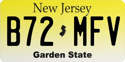 NJ license plate B72MFV
