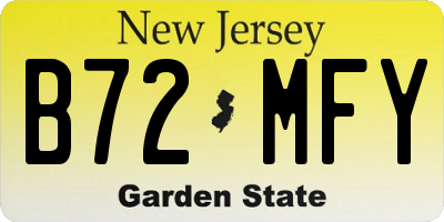 NJ license plate B72MFY