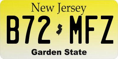 NJ license plate B72MFZ