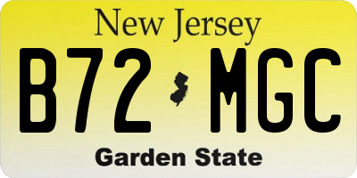 NJ license plate B72MGC
