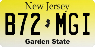 NJ license plate B72MGI