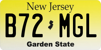 NJ license plate B72MGL