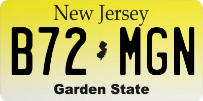 NJ license plate B72MGN