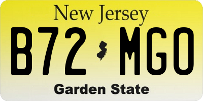 NJ license plate B72MGO