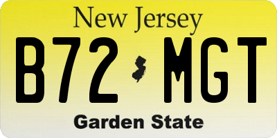 NJ license plate B72MGT