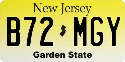 NJ license plate B72MGY