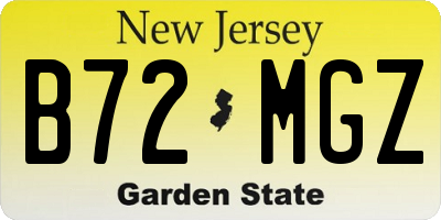 NJ license plate B72MGZ